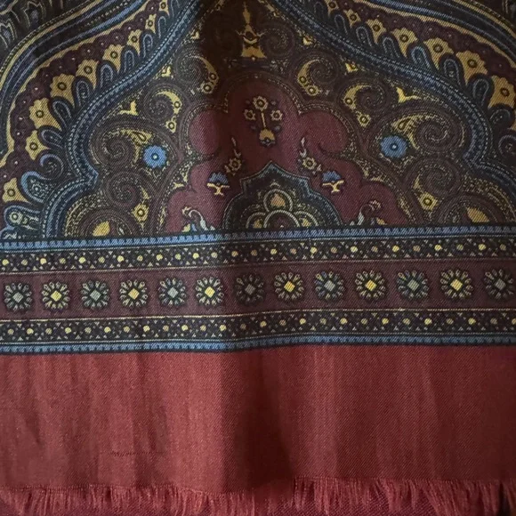 Chanel Maroon and Navy Patterned Scarf - Picture 2 of 3